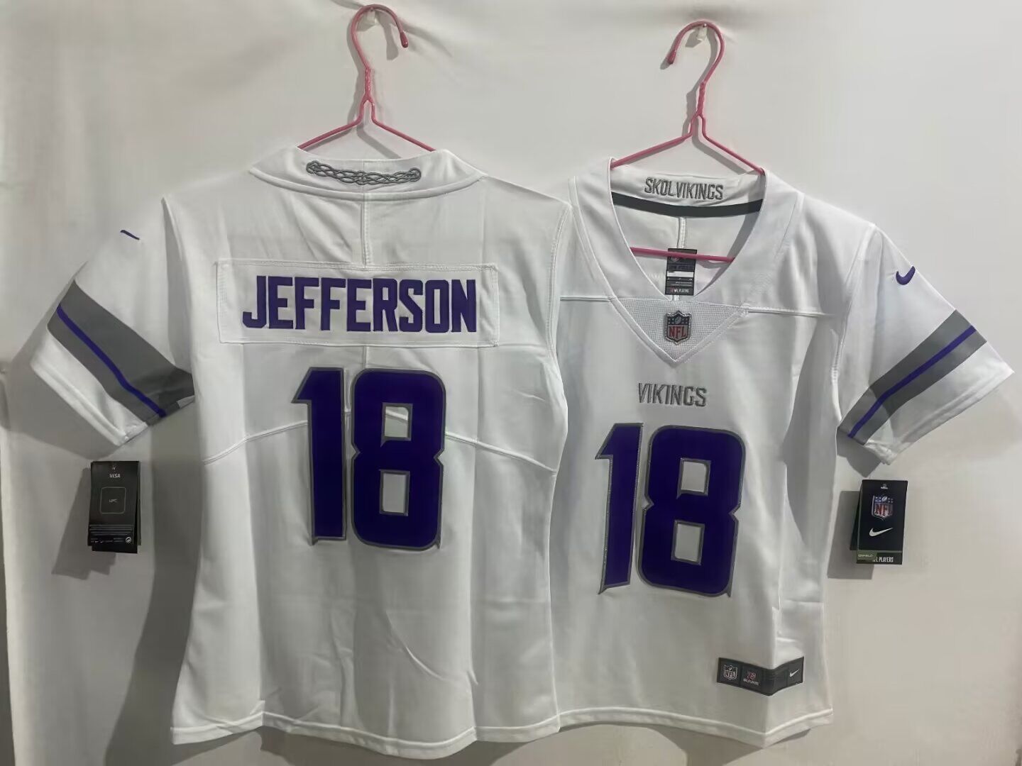 women Minnesota Vikings 18 Jefferson White Retro three generations 2024 Nike Limited NFL Jersey style 1